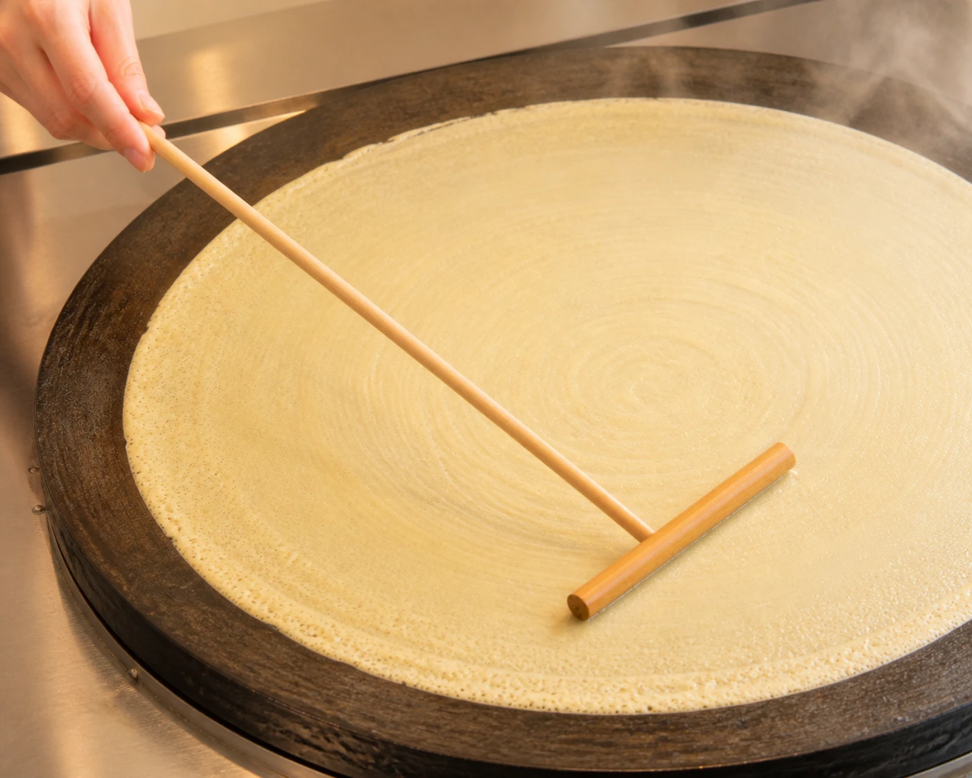 もちもちの生地を焼いているところ